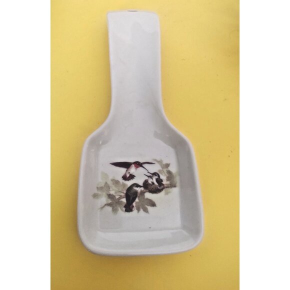 Otagiri Japan Spoon Rest Hummingbirds Nesting, Hangable 9" x 3 1/4" - Picture 7 of 9